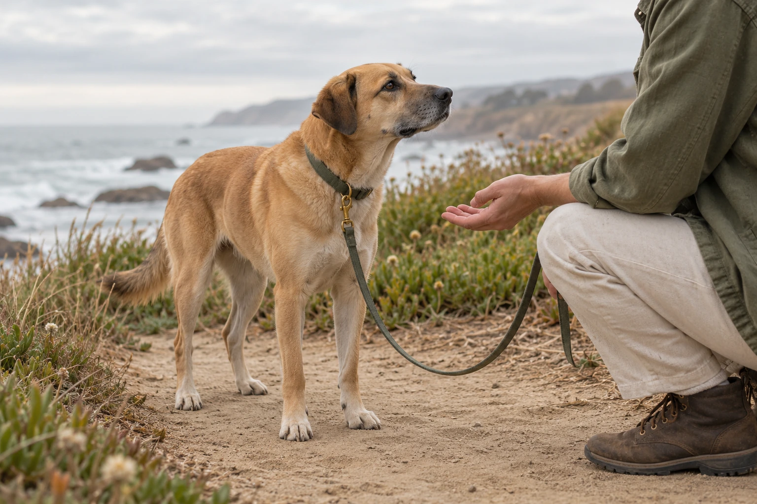 A dog connecting with a handler — illustrative image